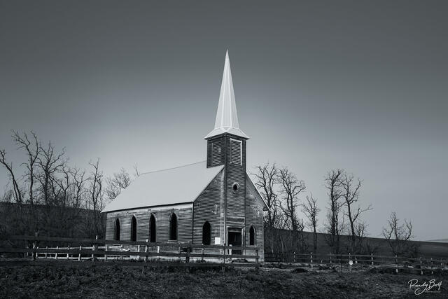 Old church located in Locust Grove Oregon in a black and white fine art format.