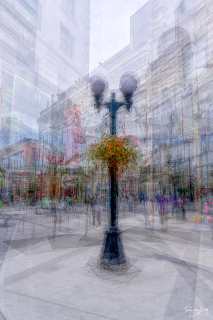 A lamp post in downtown Seattle edited in a Pep Ventosa Style.