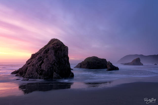 sunset at Myers beach on the Oregon Coast