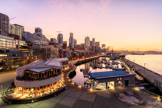 sunrise from pier 66 on the Seattle Waterfront