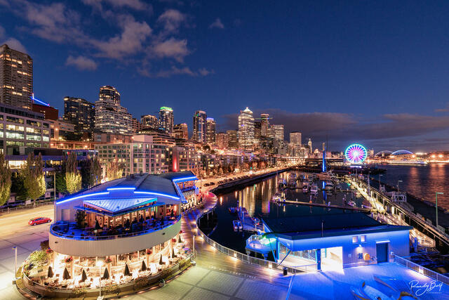 sunset from pier 66 on the Seattle Waterfront