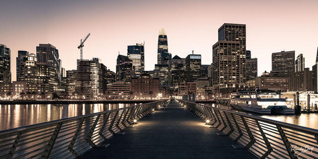 monochrome panorama of San Francisco 