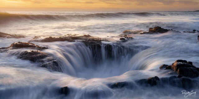 Panorama fine art print of Thor's Well on the Oregon Coast.