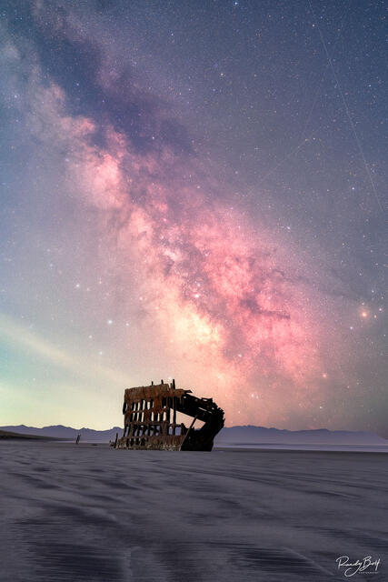 Milky Way Galaxy over the Peter Iredale shipwreck near Astoria, Oregon
