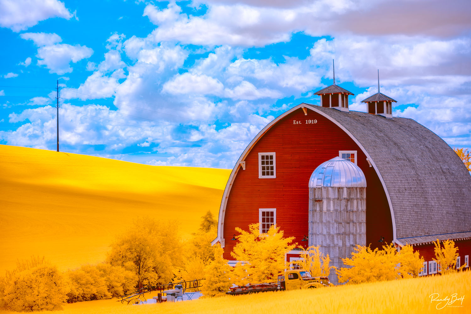 infrared photograph of the Palouse Knot farm in Colfax, Washington. 